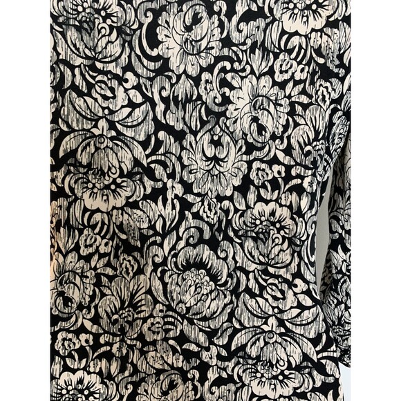 Chico's Blouse Damask Victorian Black White Soft Black 0 4 S (09) - Picture 5 of 9